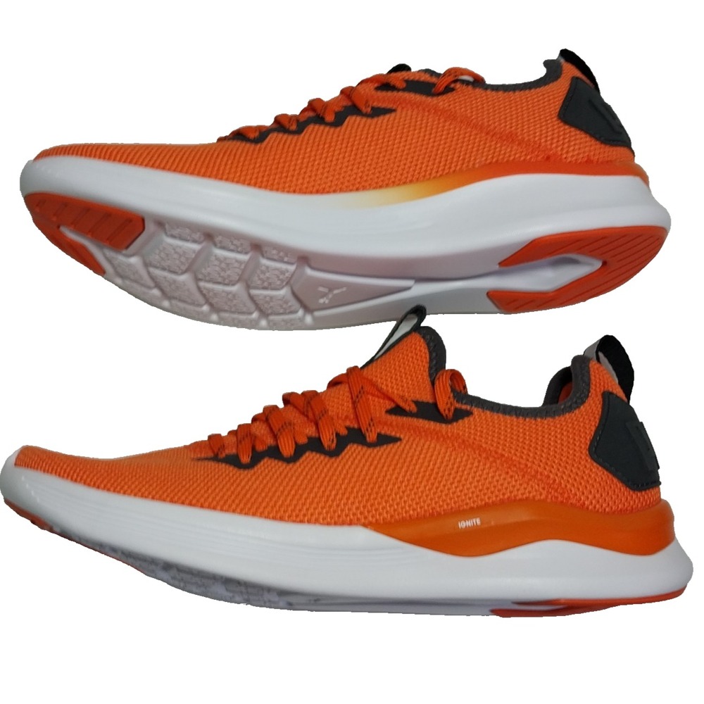 New Puma Ignite W Sz 7 Tangerine Orange W/Gray Evoknit Sneaker Shoe Osram Design View 3